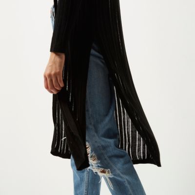 Black ladder longline cardigan